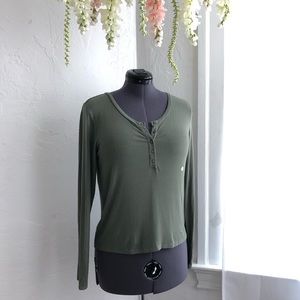 AEO Olive Green Henley Tee